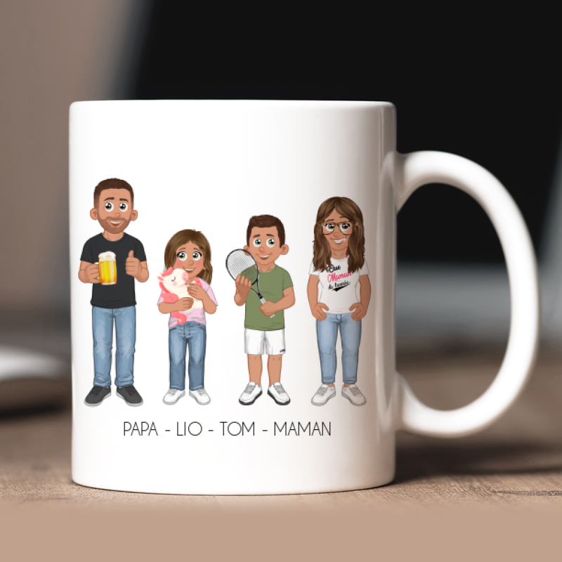 Personalisierte Muttertags-Tasse bis zu 6 Figuren | Geschenk für Mama