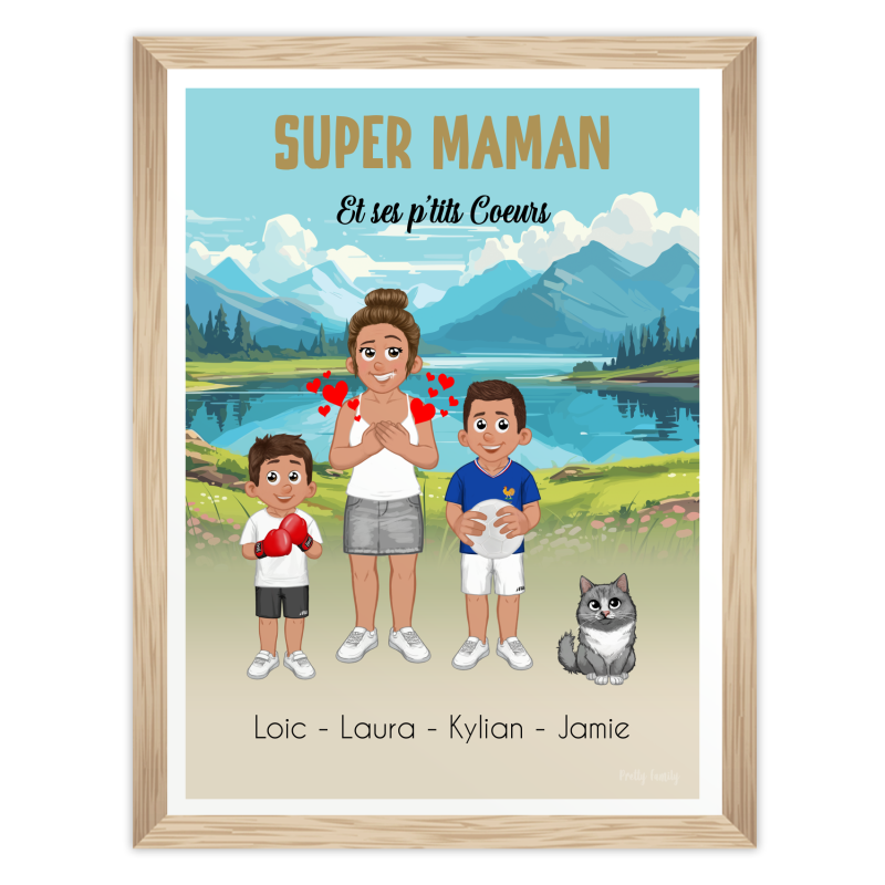 personalisiertes poster super mama und ihre kleinen herzen mit kindernamen muttertagsgeschenk