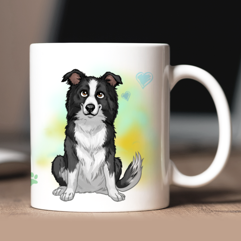Personalisierte Border Collie Tasse mit Avatar und Text