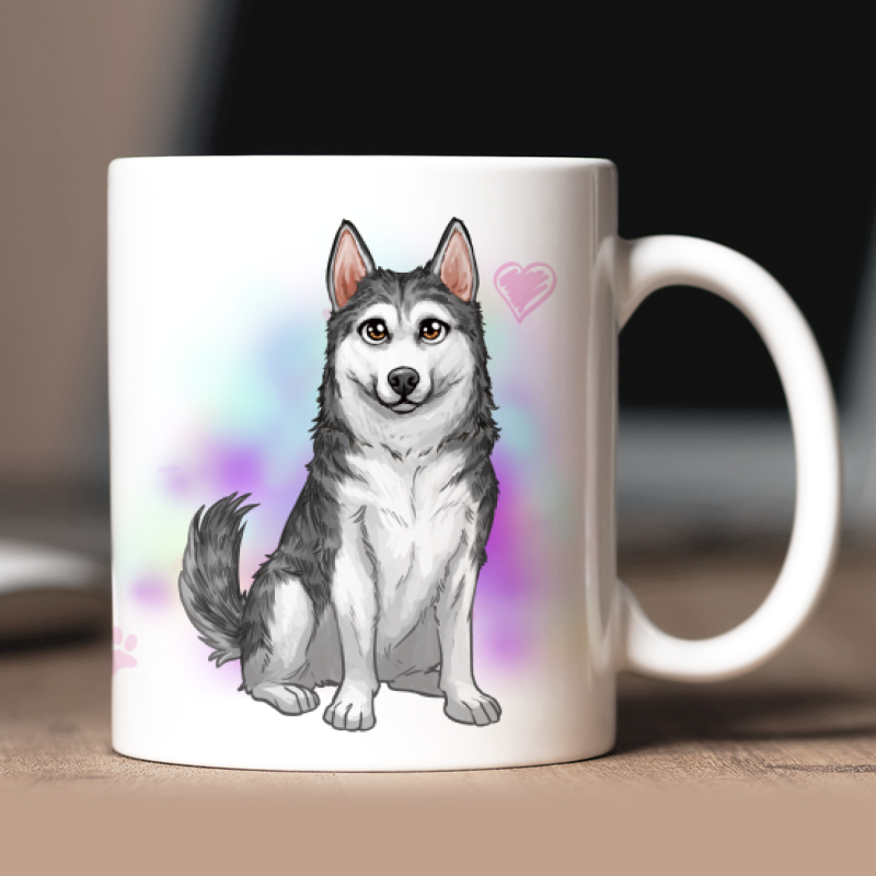 Personalisierte Husky Tasse mit Avatar und Text