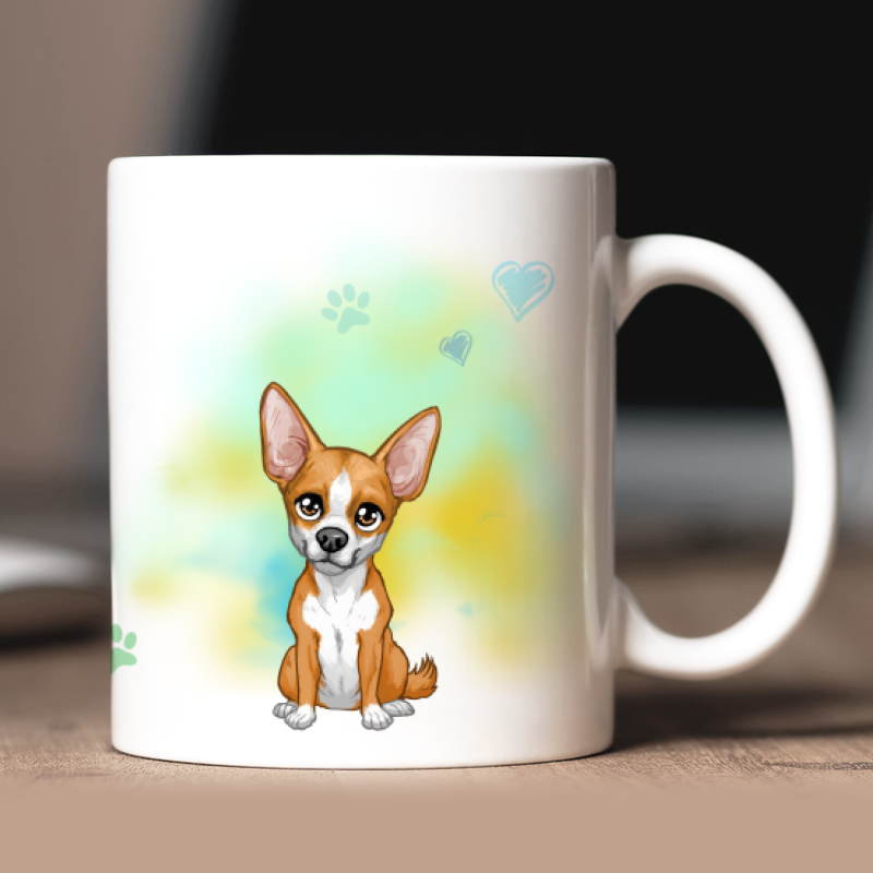 Personalisierte Kurzhaar Chihuahua Tasse mit Avatar und Text