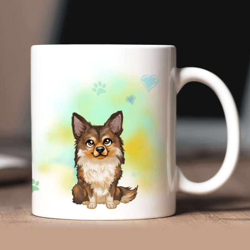 Personalisierte Langhaar Chihuahua Tasse mit Avatar und Text