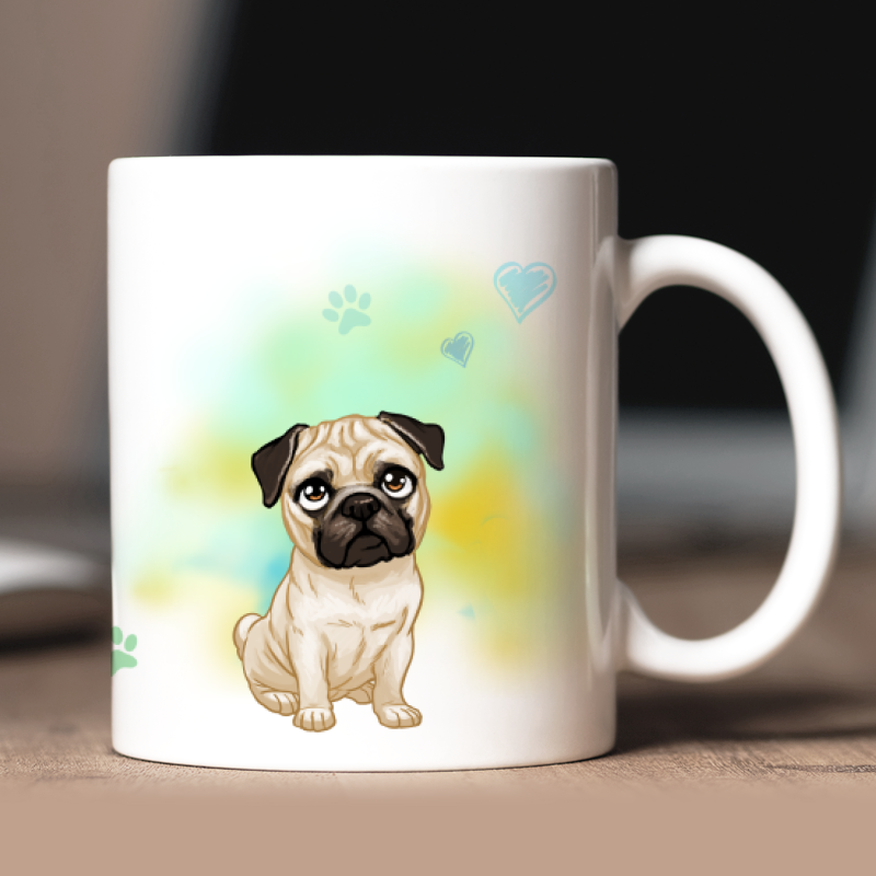 Personalisierte Mops Tasse mit Avatar und Text
