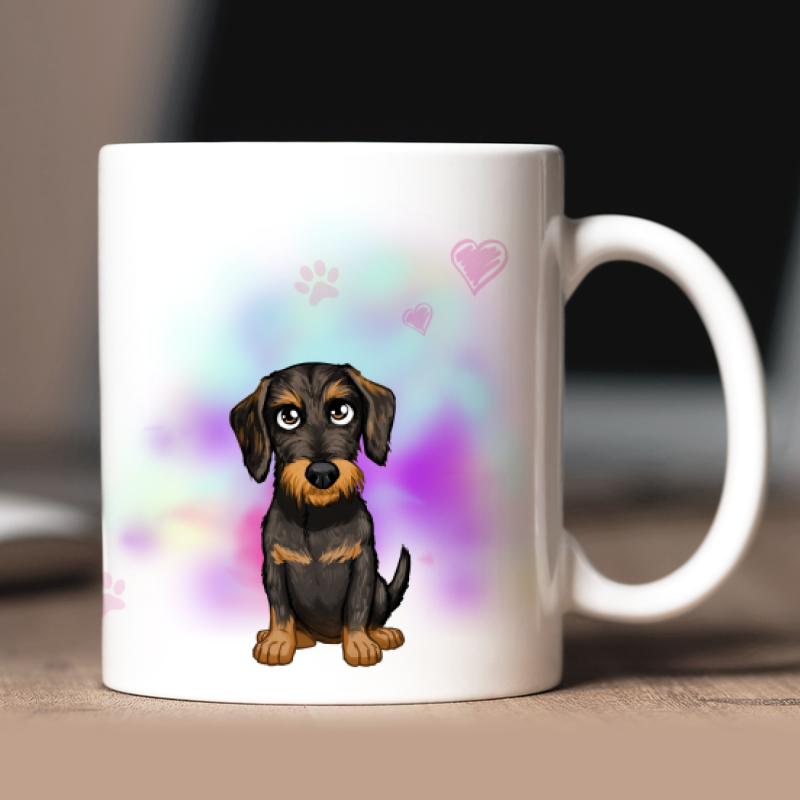 Personalisierte Rauhaardackel Tasse mit Avatar und Text