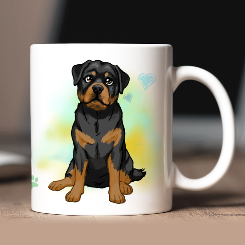 Personalisierte Rottweiler Tasse mit Avatar und Text
