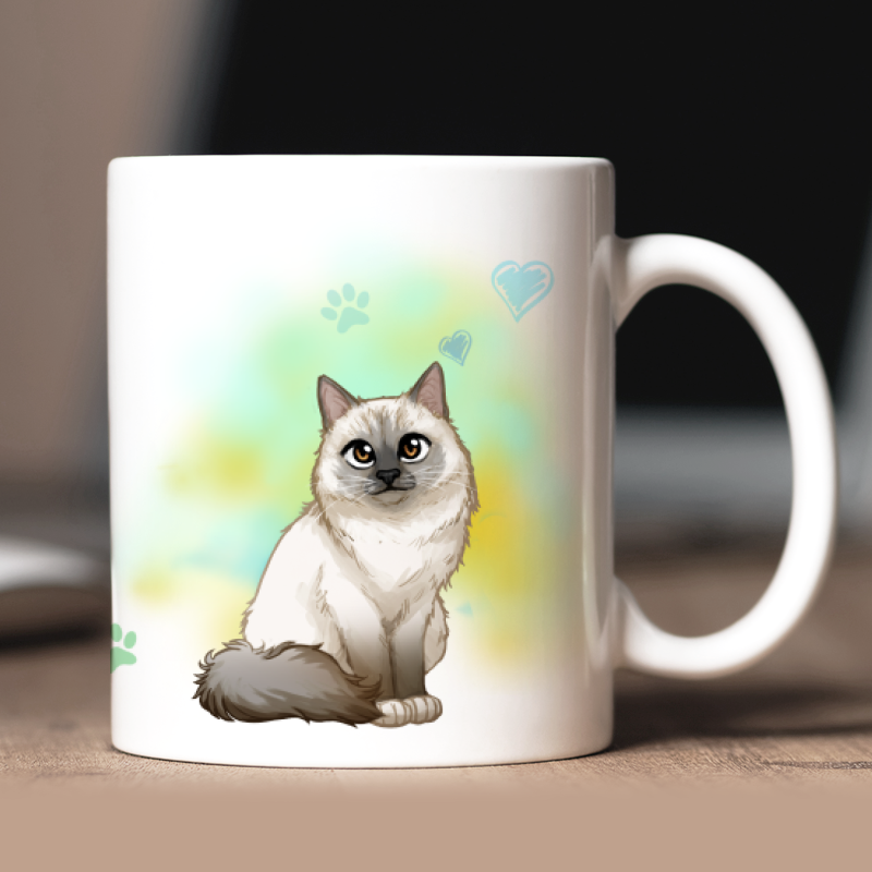 Personalisierte Heilige Birma Kurzhaar Tasse mit Avatar und Text