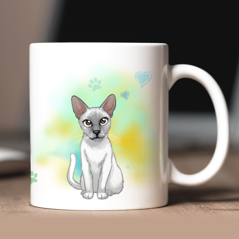 Personalisierte Siamkatze Kurzhaar Tasse mit Avatar und Text