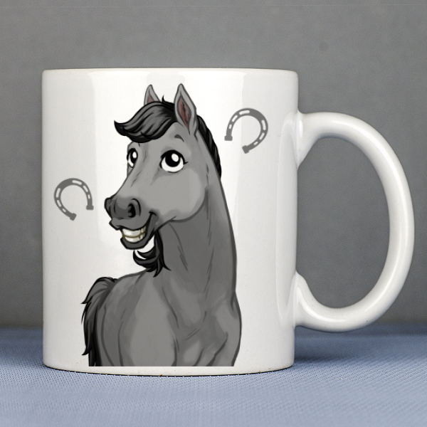Personalisierte graues Pferd etasse