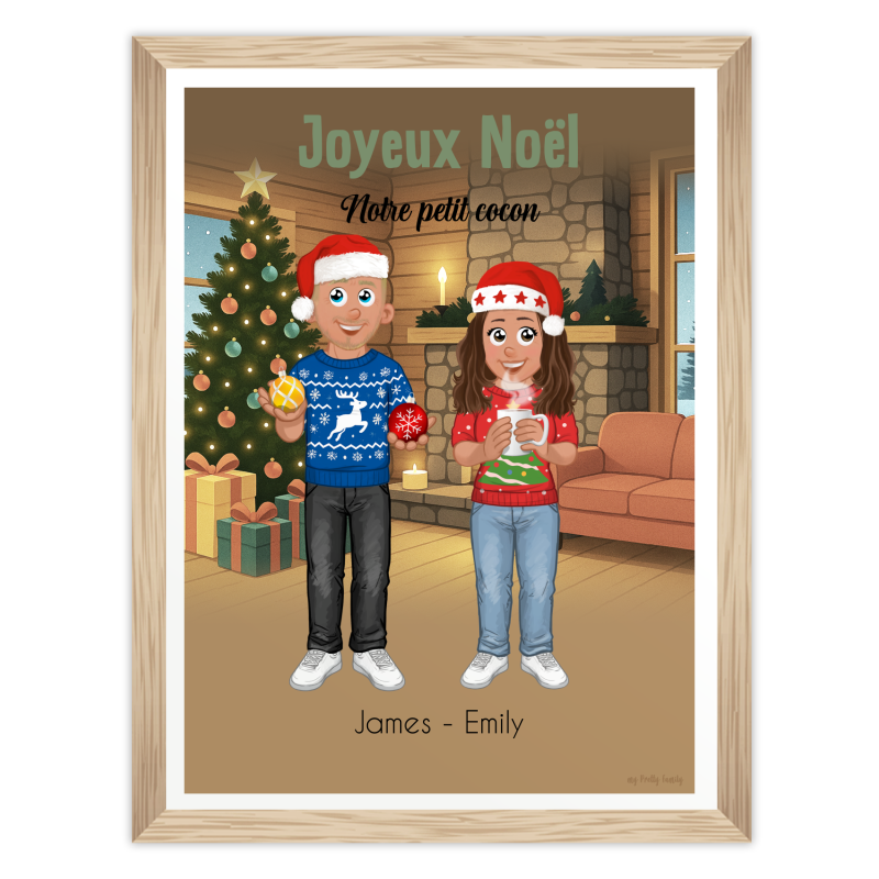 Personalisierte Weihnachts-Poster für Paare im Avatar-Stil