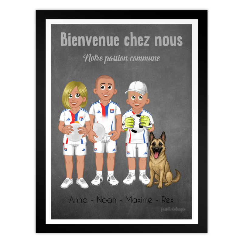 Personalisiertes Familienposter in OL-Farben – Lyon-Fans
