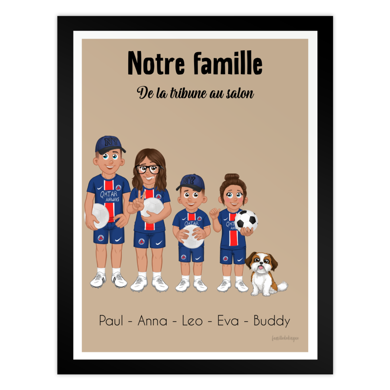 Personalisiertes Familienposter in PSG-Farben – PARIS Fans