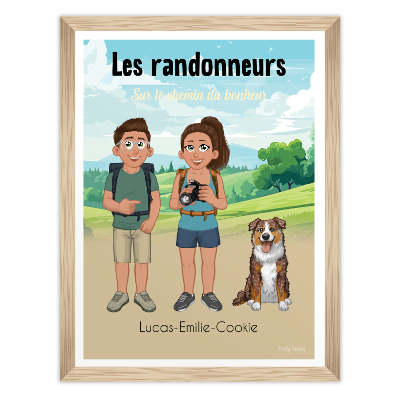 Familienwanderung – Personalisiertes Poster mit Berg- oder Seehintergrund