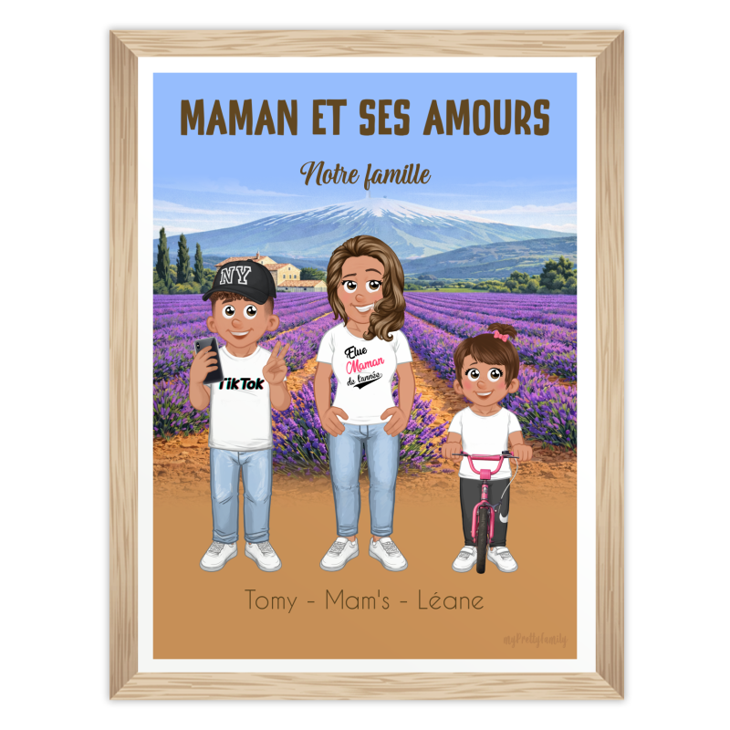 Personalisiertes Poster Mama und Kinder mit personalisierbarem Hintergrund, Muttertagsgeschenk