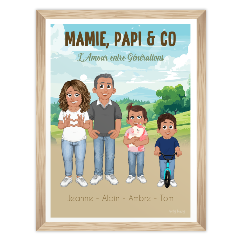 Personalisiertes Poster | Oma, Opa & Familie – Familienporträt