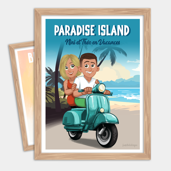 Personalisierte Vespa-Poster für Paare