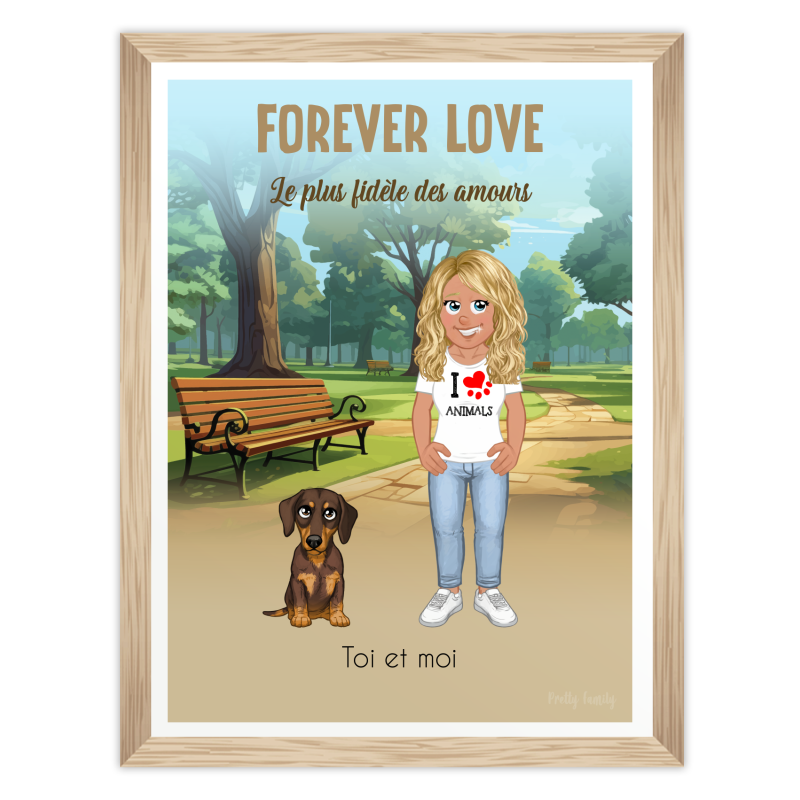 Entspannte Frau mit ihrem geliebten Hund – Personalisierbares Valentinstags-Poster
